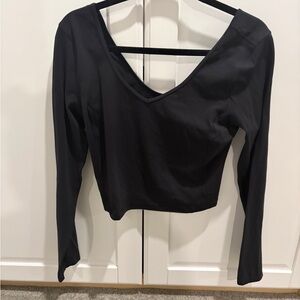 Lululemon Athletica Black Long Sleeve V-Neck Top